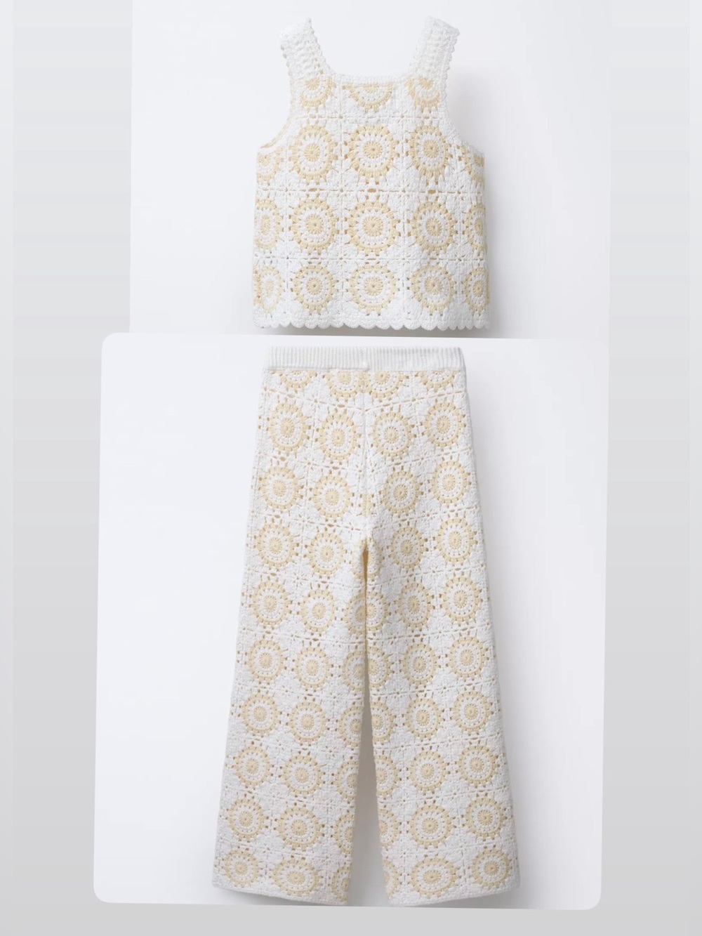 Zara White and Cream Crochet Set 12-13yr